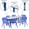 image:imageFlash Furniture Emmy Adjustable Classroom Activity Table with 6 Stackable Chairs Rectangular Plastic Activity Table for Kids 23625 W x 4725 L RedGrayBlue