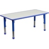 image:imageFlash Furniture Emmy Adjustable Classroom Activity Table with 6 Stackable Chairs Rectangular Plastic Activity Table for Kids 23625 W x 4725 L RedGrayBlue