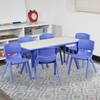 image:imageFlash Furniture Emmy Adjustable Classroom Activity Table with 6 Stackable Chairs Rectangular Plastic Activity Table for Kids 23625 W x 4725 L RedGrayBlue