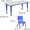 image:imageFlash Furniture Emmy Adjustable Classroom Activity Table with 6 Stackable Chairs Rectangular Plastic Activity Table for Kids 23625 W x 4725 L RedGrayBlue