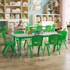 image:imageFlash Furniture Emmy Adjustable Classroom Activity Table with 6 Stackable Chairs Rectangular Plastic Activity Table for Kids 23625 W x 4725 L RedGrayGreen