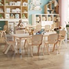 image:imageFlash Furniture Emmy Adjustable Classroom Activity Table with 6 Stackable Chairs Rectangular Plastic Activity Table for Kids 23625 W x 4725 L RedGrayNatural