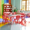 image:imageFlash Furniture Emmy Adjustable Classroom Activity Table with 6 Stackable Chairs Rectangular Plastic Activity Table for Kids 23625 W x 4725 L RedGrayRed