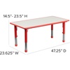 image:imageFlash Furniture Emmy Adjustable Classroom Activity Table with 6 Stackable Chairs Rectangular Plastic Activity Table for Kids 23625 W x 4725 L RedGrayRed