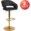image:imageFlash Furniture Erik Contemporary Adjustable Height Barstool with Footrest and Rounded MidBack Upholstered Bar or Counter Height Stool WhiteChromeBlack VinylGold Frame