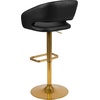 image:imageFlash Furniture Erik Contemporary Adjustable Height Barstool with Footrest and Rounded MidBack Upholstered Bar or Counter Height Stool WhiteChromeBlackGold Frame