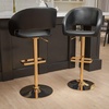image:imageFlash Furniture Erik Contemporary Adjustable Height Barstool with Footrest and Rounded MidBack Upholstered Bar or Counter Height Stool WhiteChromeBlack VinylGold Frame