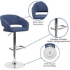 image:imageFlash Furniture Erik Contemporary Adjustable Height Barstool with Footrest and Rounded MidBack Upholstered Bar or Counter Height Stool WhiteChromeBlue FabricChrome Frame