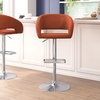 image:imageFlash Furniture Erik Contemporary Adjustable Height Barstool with Footrest and Rounded MidBack Upholstered Bar or Counter Height Stool WhiteChromeCognac VinylChrome Frame