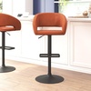 image:imageFlash Furniture Erik Contemporary Adjustable Height Barstool with Footrest and Rounded MidBack Upholstered Bar or Counter Height Stool WhiteChromeCognac VinylBlack Frame