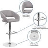 image:imageFlash Furniture Erik Contemporary Adjustable Height Barstool with Footrest and Rounded MidBack Upholstered Bar or Counter Height Stool WhiteChromeGray FabricChrome Frame