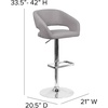 image:imageFlash Furniture Erik Contemporary Adjustable Height Barstool with Footrest and Rounded MidBack Upholstered Bar or Counter Height Stool WhiteChromeGray FabricChrome Frame