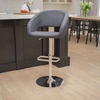 image:imageFlash Furniture Erik Contemporary Adjustable Height Barstool with Footrest and Rounded MidBack Upholstered Bar or Counter Height Stool WhiteChromeGray VinylChrome Frame