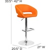 image:imageFlash Furniture Erik Contemporary Adjustable Height Barstool with Footrest and Rounded MidBack Upholstered Bar or Counter Height Stool WhiteChromeOrange VinylChrome Frame