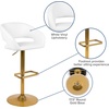 image:imageFlash Furniture Erik Contemporary Adjustable Height Barstool with Footrest and Rounded MidBack Upholstered Bar or Counter Height Stool WhiteChromeWhite VinylGold Frame