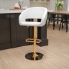 image:imageFlash Furniture Erik Contemporary Adjustable Height Barstool with Footrest and Rounded MidBack Upholstered Bar or Counter Height Stool WhiteChromeWhiteGold Frame