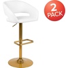 image:imageFlash Furniture Erik Contemporary Adjustable Height Barstool with Footrest and Rounded MidBack Upholstered Bar or Counter Height Stool WhiteChromeWhite VinylGold Frame