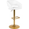image:imageFlash Furniture Erik Contemporary Adjustable Height Barstool with Footrest and Rounded MidBack Upholstered Bar or Counter Height Stool WhiteChromeWhite VinylGold Frame
