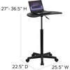 image:imageFlash Furniture Eve Sit to Stand Mobile Laptop DeskSpeakers Lectern with Wheels Modern HeightAdjustable Portable Standing Computer Desk BlackBlack