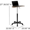 image:imageFlash Furniture Eve Sit to Stand Mobile Laptop DeskSpeakers Lectern with Wheels Modern HeightAdjustable Portable Standing Computer Desk BlackRustic Walnut