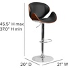 image:imageFlash Furniture Farley Beech Bentwood Adjustable Height Barstool with Curved Back and Black Vinyl SeatWalnut