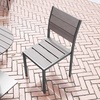 image:imageFlash Furniture Finch Commercial Grade Armless Patio Chair Stackable Side Chair with Faux Teak Poly Slats and Metal Frame NaturalGrayGrey