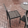 image:imageFlash Furniture Finch Commercial Grade Armless Patio Chair Stackable Side Chair with Faux Teak Poly Slats and Metal Frame NaturalGrayGrey