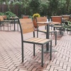 image:imageFlash Furniture Finch Commercial Grade Armless Patio Chair Stackable Side Chair with Faux Teak Poly Slats and Metal Frame NaturalGrayNatural