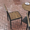image:imageFlash Furniture Finch Commercial Grade Armless Patio Chair Stackable Side Chair with Faux Teak Poly Slats and Metal Frame NaturalGrayNatural