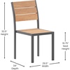 image:imageFlash Furniture Finch Commercial Grade Armless Patio Chair Stackable Side Chair with Faux Teak Poly Slats and Metal Frame NaturalGrayNatural