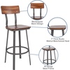 image:imageFlash Furniture Flint Series Commercial Restaurant Barstool Wood SeatBack Powder Coat Frame BlackRustic Walnut