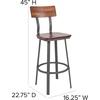 image:imageFlash Furniture Flint Series Commercial Restaurant Barstool Wood SeatBack Powder Coat Frame BlackRustic Walnut