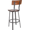 image:imageFlash Furniture Flint Series Commercial Restaurant Barstool Wood SeatBack Powder Coat Frame BlackRustic Walnut