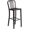 image:imageFlash Furniture Gael 30 Commercial Metal Barstools with Footrest Vertical Slat Back Bar Height Stools for Restaurants and Kitchens Set of 2 SilverBlackantique Gold