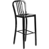 image:imageFlash Furniture Gael 30 Commercial Metal Barstools with Footrest Vertical Slat Back Bar Height Stools for Restaurants and Kitchens Set of 2 SilverBlack
