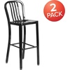 image:imageFlash Furniture Gael 30 Commercial Metal Barstools with Footrest Vertical Slat Back Bar Height Stools for Restaurants and Kitchens Set of 2 SilverBlack