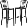 image:imageFlash Furniture Gael 30 Commercial Metal Barstools with Footrest Vertical Slat Back Bar Height Stools for Restaurants and Kitchens Set of 2 SilverBlack