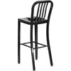 image:imageFlash Furniture Gael 30 Commercial Metal Barstools with Footrest Vertical Slat Back Bar Height Stools for Restaurants and Kitchens Set of 2 SilverBlack