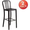 image:imageFlash Furniture Gael 30 Commercial Metal Barstools with Footrest Vertical Slat Back Bar Height Stools for Restaurants and Kitchens Set of 2 SilverBlackantique Gold