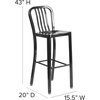 image:imageFlash Furniture Gael 30 Commercial Metal Barstools with Footrest Vertical Slat Back Bar Height Stools for Restaurants and Kitchens Set of 2 SilverBlack