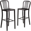 image:imageFlash Furniture Gael 30 Commercial Metal Barstools with Footrest Vertical Slat Back Bar Height Stools for Restaurants and Kitchens Set of 2 SilverBlackantique Gold