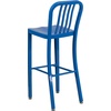 image:imageFlash Furniture Gael 30 Commercial Metal Barstools with Footrest Vertical Slat Back Bar Height Stools for Restaurants and Kitchens Set of 2 SilverBlue