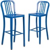 image:imageFlash Furniture Gael 30 Commercial Metal Barstools with Footrest Vertical Slat Back Bar Height Stools for Restaurants and Kitchens Set of 2 SilverBlue