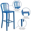 image:imageFlash Furniture Gael 30 Commercial Metal Barstools with Footrest Vertical Slat Back Bar Height Stools for Restaurants and Kitchens Set of 2 SilverBlue
