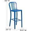 image:imageFlash Furniture Gael 30 Commercial Metal Barstools with Footrest Vertical Slat Back Bar Height Stools for Restaurants and Kitchens Set of 2 SilverBlue