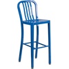image:imageFlash Furniture Gael 30 Commercial Metal Barstools with Footrest Vertical Slat Back Bar Height Stools for Restaurants and Kitchens Set of 2 SilverBlue