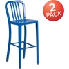 image:imageFlash Furniture Gael 30 Commercial Metal Barstools with Footrest Vertical Slat Back Bar Height Stools for Restaurants and Kitchens Set of 2 SilverBlue