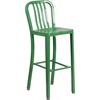 image:imageFlash Furniture Gael 30 Commercial Metal Barstools with Footrest Vertical Slat Back Bar Height Stools for Restaurants and Kitchens Set of 2 SilverGreen