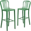 image:imageFlash Furniture Gael 30 Commercial Metal Barstools with Footrest Vertical Slat Back Bar Height Stools for Restaurants and Kitchens Set of 2 SilverGreen