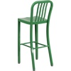 image:imageFlash Furniture Gael 30 Commercial Metal Barstools with Footrest Vertical Slat Back Bar Height Stools for Restaurants and Kitchens Set of 2 SilverGreen